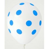 White - Sky Blue Polkadots Printed Balloons